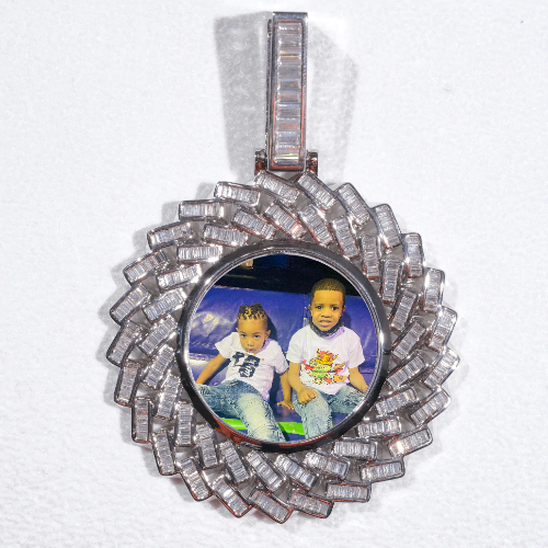 Large 3D Baguette Custom Picture Pendant