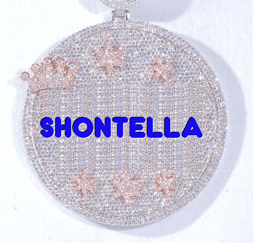 CUSTOM LETTER NECKLACE 3D BIG CROWN DISC