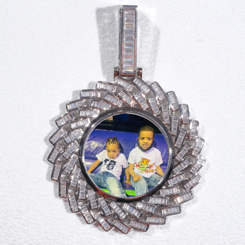 Large 3D Baguette Custom Picture Pendant