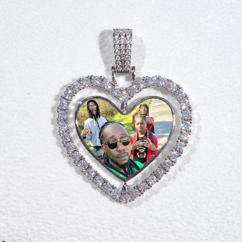 3D Spinning 2-Faced Heart Custom Picture Pendant
