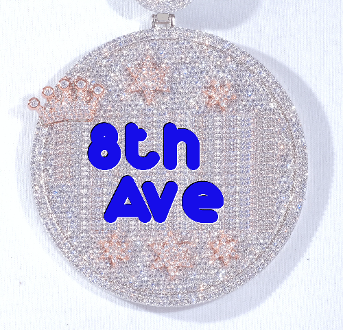 CUSTOM LETTER NECKLACE 3D BIG CROWN DISC