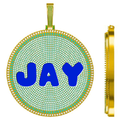 CUSTOM LETTER NECKLACE 3D BIG DISC