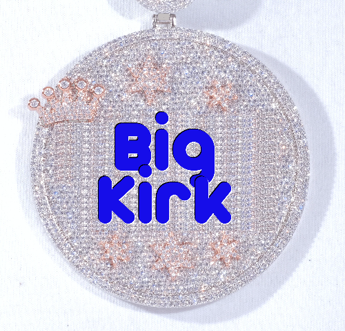 CUSTOM LETTER NECKLACE 3D BIG CROWN DISC