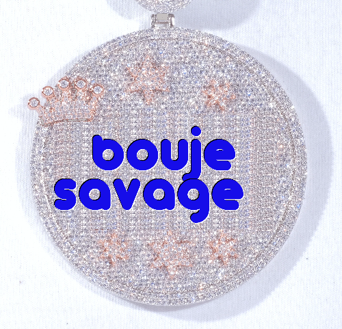 CUSTOM LETTER NECKLACE 3D BIG CROWN DISC