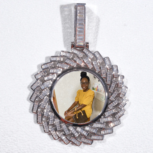 Large 3D Baguette Custom Picture Pendant