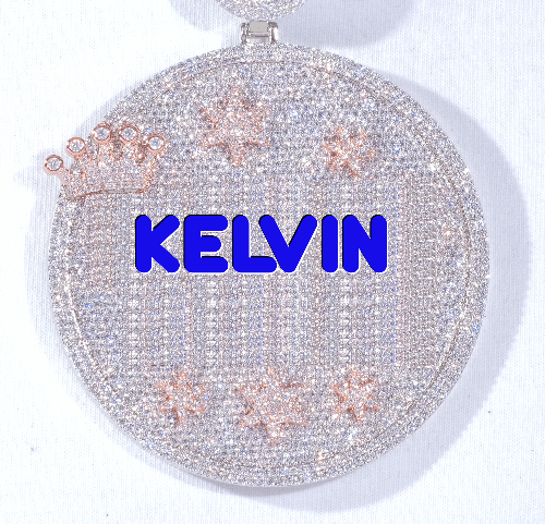 CUSTOM LETTER NECKLACE 3D BIG CROWN DISC