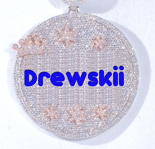 CUSTOM LETTER NECKLACE 3D BIG CROWN DISC