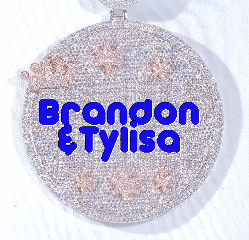 CUSTOM LETTER NECKLACE 3D BIG CROWN DISC