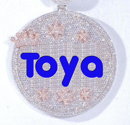 CUSTOM LETTER NECKLACE 3D BIG CROWN DISC