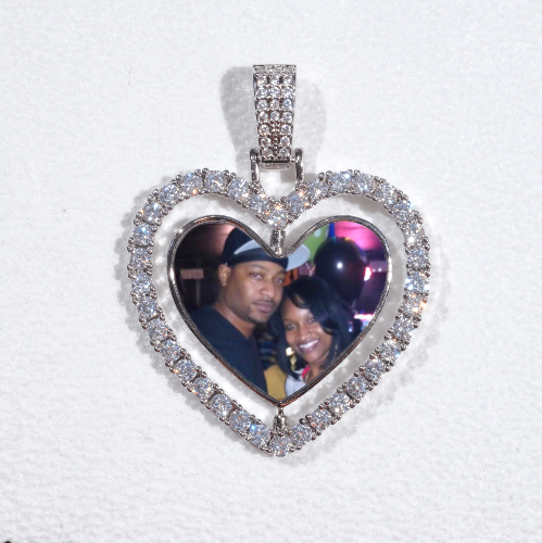 3D Spinning 2-Faced Heart Custom Picture Pendant