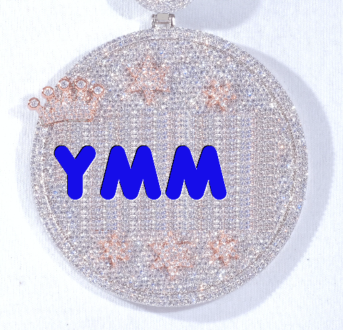 CUSTOM LETTER NECKLACE 3D BIG CROWN DISC