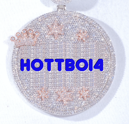 CUSTOM LETTER NECKLACE 3D BIG CROWN DISC