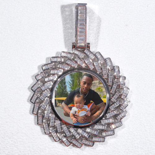 Large 3D Baguette Custom Picture Pendant