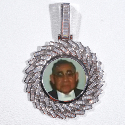 Large 3D Baguette Custom Picture Pendant