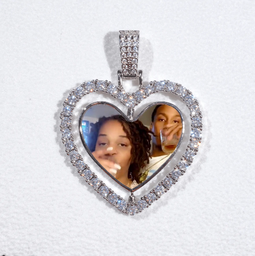 3D Spinning 2-Faced Heart Custom Picture Pendant
