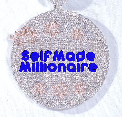 CUSTOM LETTER NECKLACE 3D BIG CROWN DISC