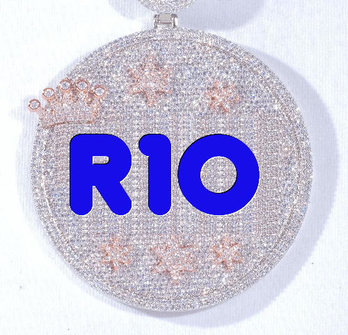 CUSTOM LETTER NECKLACE 3D BIG CROWN DISC