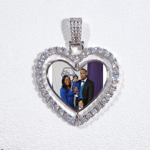 3D Spinning 2-Faced Heart Custom Picture Pendant