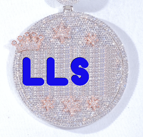 CUSTOM LETTER NECKLACE 3D BIG CROWN DISC