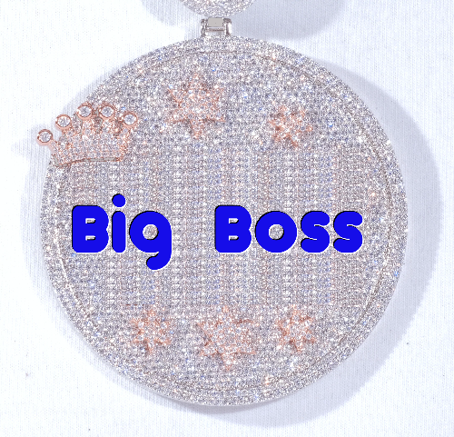 CUSTOM LETTER NECKLACE 3D BIG CROWN DISC