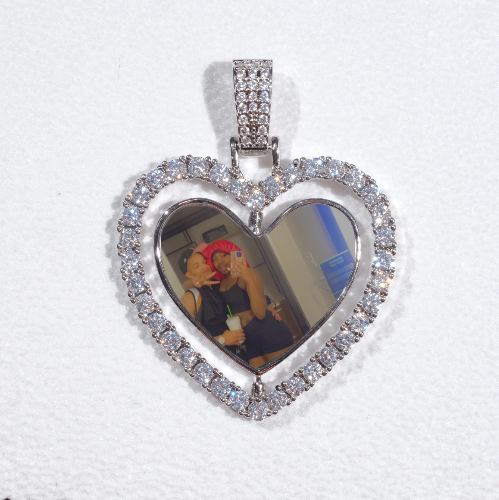 3D Spinning 2-Faced Heart Custom Picture Pendant