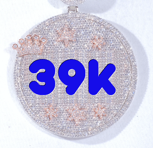 CUSTOM LETTER NECKLACE 3D BIG CROWN DISC