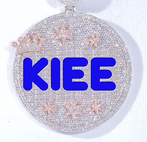 CUSTOM LETTER NECKLACE 3D BIG CROWN DISC