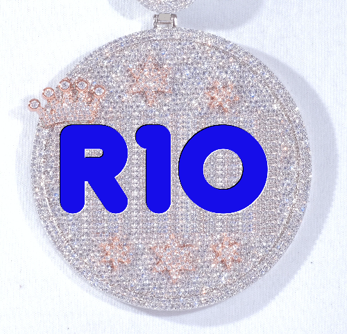 CUSTOM LETTER NECKLACE 3D BIG CROWN DISC