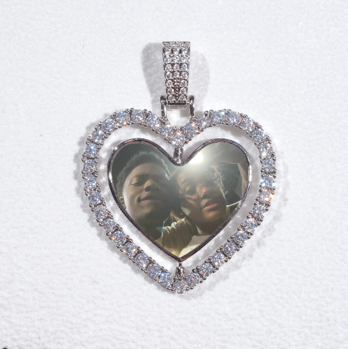 3D Spinning 2-Faced Heart Custom Picture Pendant