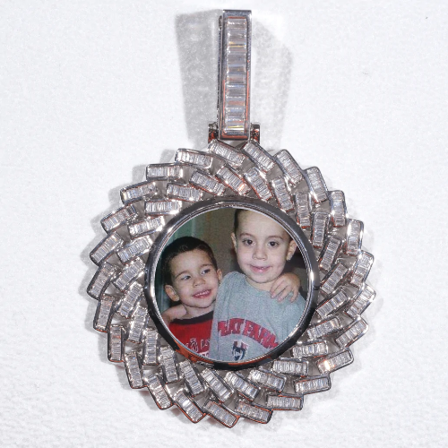 Large 3D Baguette Custom Picture Pendant