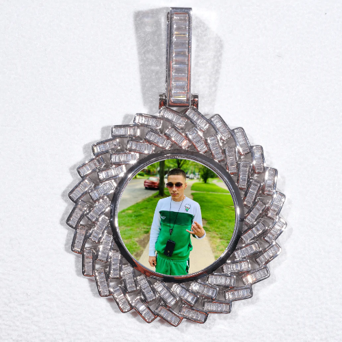 Large 3D Baguette Custom Picture Pendant