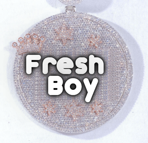 CUSTOM LETTER NECKLACE 3D BIG CROWN DISC