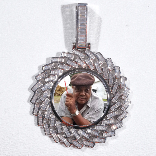 Large 3D Baguette Custom Picture Pendant