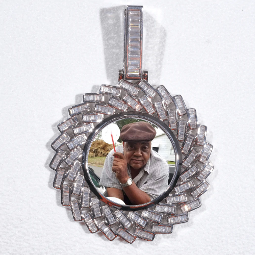 Large 3D Baguette Custom Picture Pendant