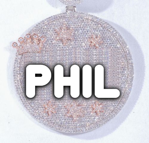 CUSTOM LETTER NECKLACE 3D BIG CROWN DISC