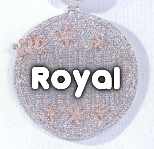 CUSTOM LETTER NECKLACE 3D BIG CROWN DISC