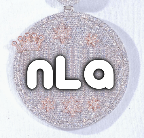 CUSTOM LETTER NECKLACE 3D BIG CROWN DISC