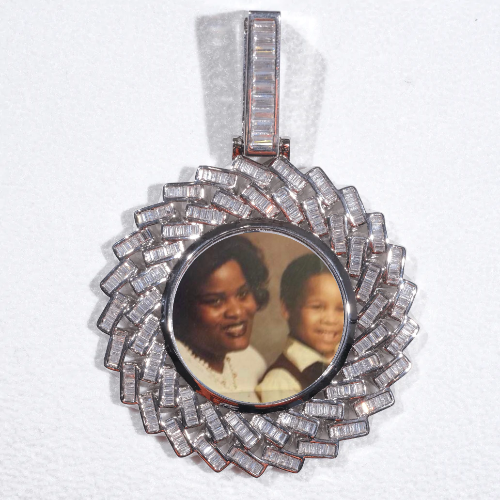 Large 3D Baguette Custom Picture Pendant