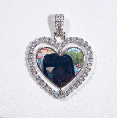 3D Spinning 2-Faced Heart Custom Picture Pendant