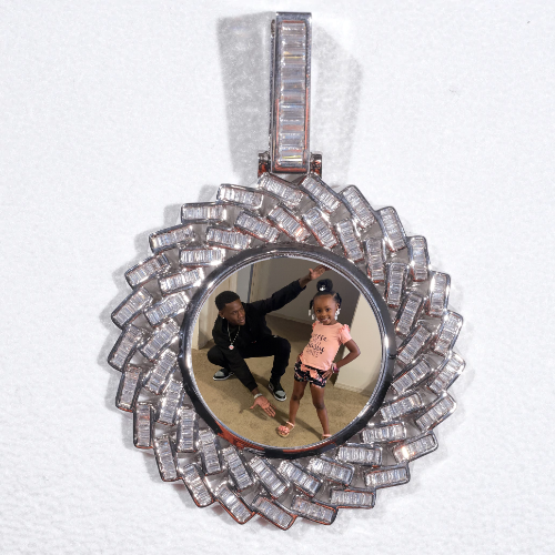Large 3D Baguette Custom Picture Pendant
