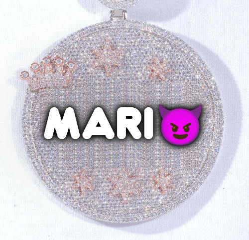 CUSTOM LETTER NECKLACE 3D BIG CROWN DISC