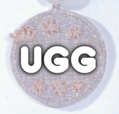 CUSTOM LETTER NECKLACE 3D BIG CROWN DISC