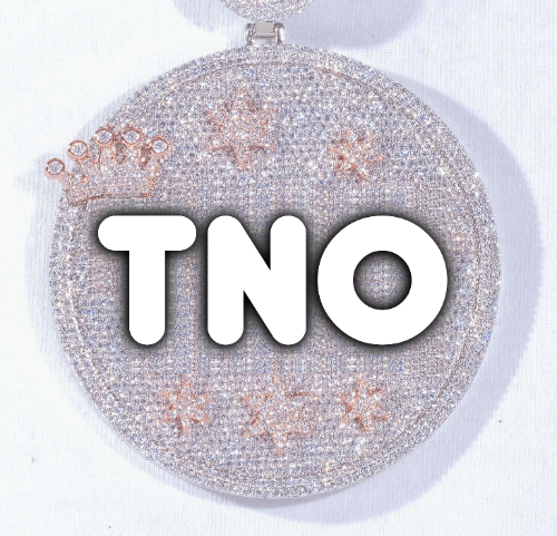 CUSTOM LETTER NECKLACE 3D BIG CROWN DISC