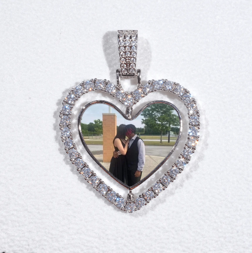 3D Spinning 2-Faced Heart Custom Picture Pendant