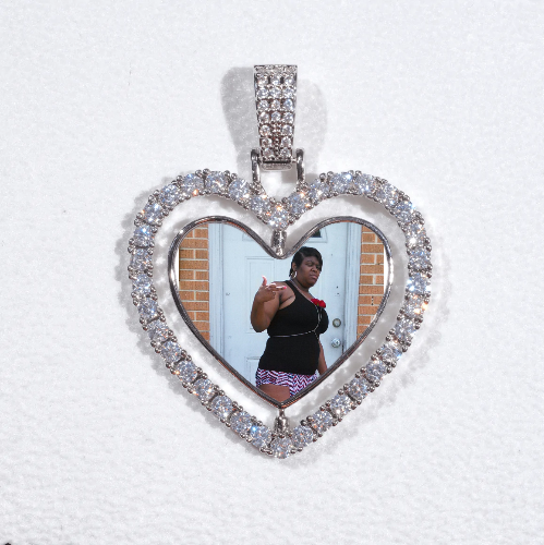 3D Spinning 2-Faced Heart Custom Picture Pendant