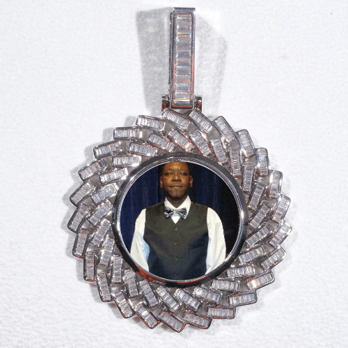 Large 3D Baguette Custom Picture Pendant