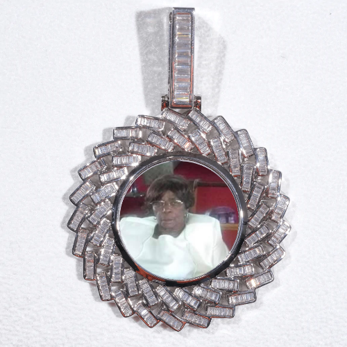Large 3D Baguette Custom Picture Pendant