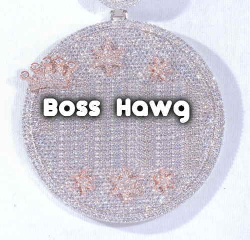 CUSTOM LETTER NECKLACE 3D BIG CROWN DISC