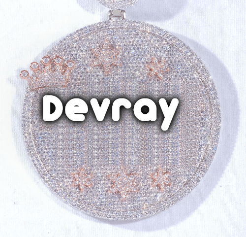 CUSTOM LETTER NECKLACE 3D BIG CROWN DISC