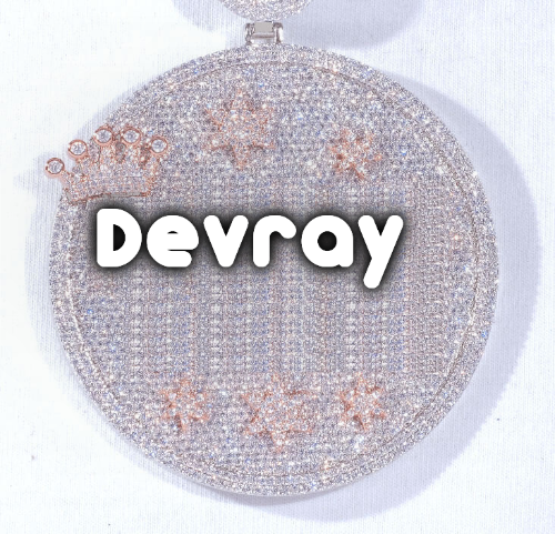 CUSTOM LETTER NECKLACE 3D BIG CROWN DISC